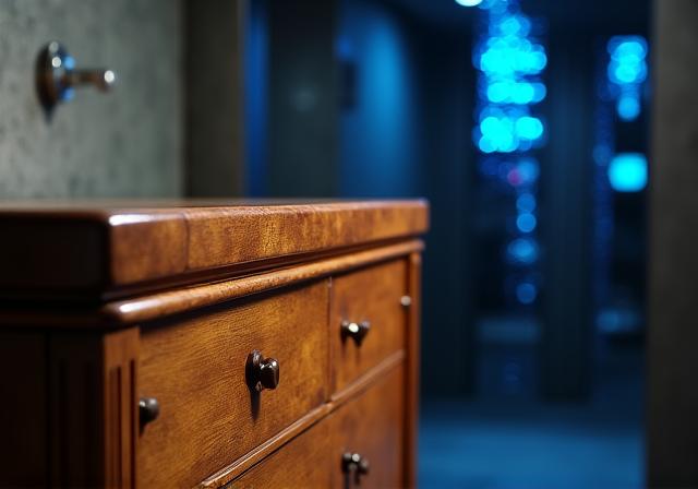 Comparison showing a protected antique dresser versus a damaged one