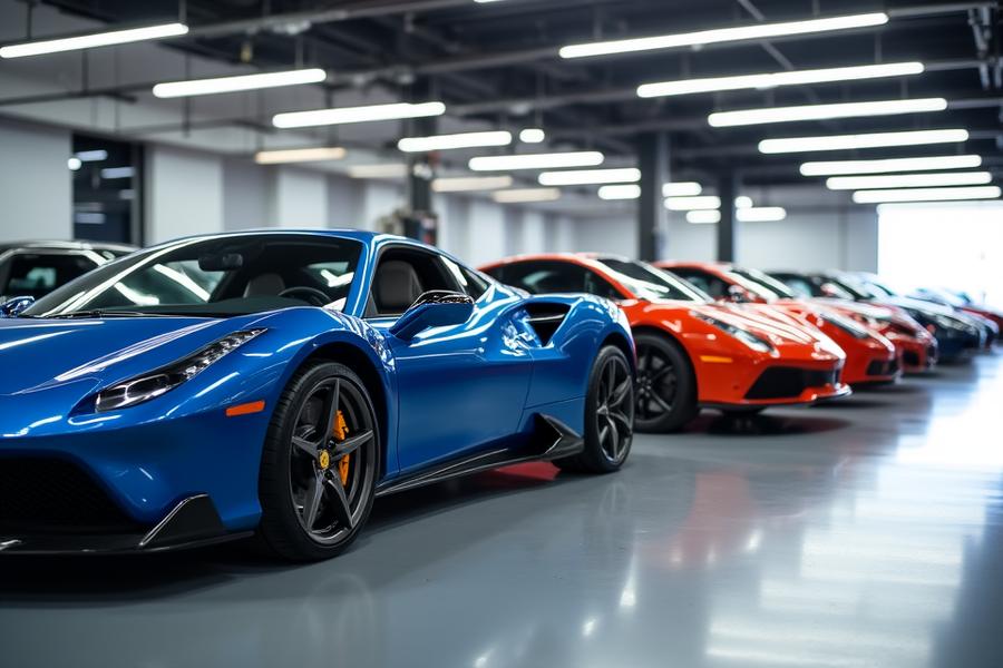 Luxury classic car collection preserved in storage